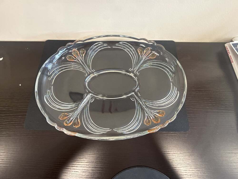Mikasa Crystal - French Bouquet -‎ OVAL 5 PART DIVIDED PLATTER - Tulips - 14.75”